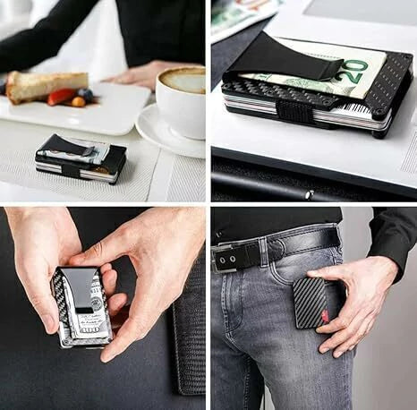 Billetera Fibra De Carbono Antirobo ⚡2x1