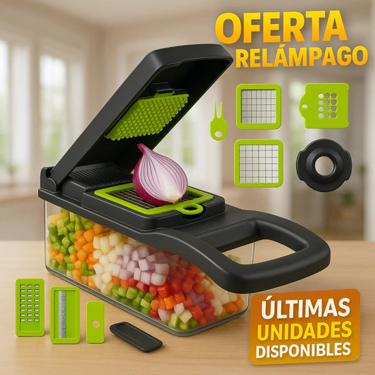 VeggyPro® – Cortador y Colador 14 en 1 con 8 Cuchillas Intercambiables