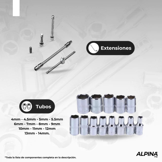 Alpina ProSet™ – Juego de Tubos Mecánicos 46 en 1