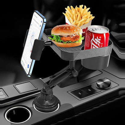 TrayMate™ – Soporte 2 en 1 para Teléfono, Bebidas y Snacks con Rotación 360° para Autos