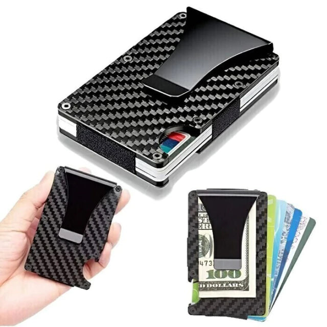Billetera Fibra De Carbono Antirobo ⚡2x1
