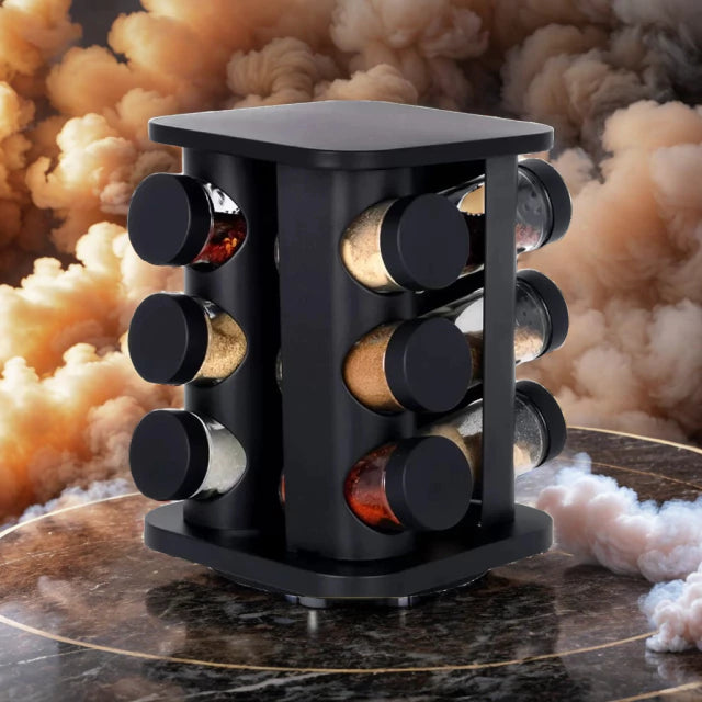 SpiceTurn® – Organizador Giratorio con 9 Frascos de Vidrio⭐