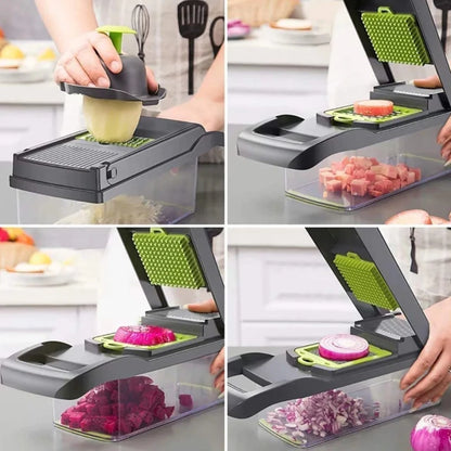 VeggyPro® – Cortador y Colador 14 en 1 con 8 Cuchillas Intercambiables